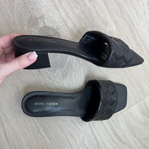 Marc Fisher Black Woven Slide Sandals